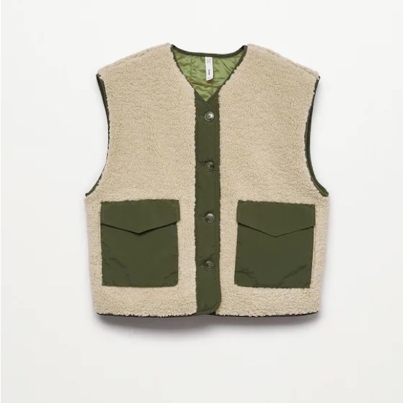 Mango faux shearling mixed vest gilet - Picture 2 of 3